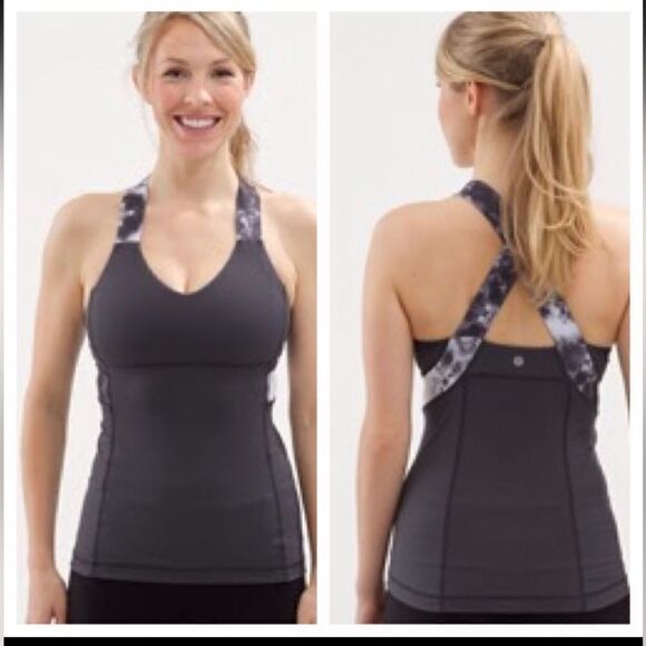 Lululemon Push Ur Limits Tank Coal/Black Roses sz 6 - Picture 7 of 7